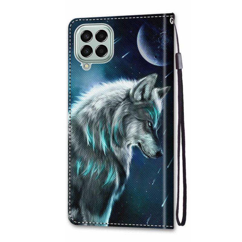 Θήκη Flip Samsung Galaxy M53 5G με κορδονι Lanyard Wolf